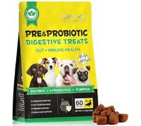 Dog Probiotics for Gut Health - 6 Billion CFU Multi-Strain Digestive Treats - Vet-Formulated Probiotics for Dogs, Dog Diarrhea Treatment, Immune & Skin Support - 60 Duck-Flavoured Chews