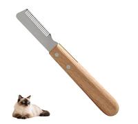 Dog Professional Hand Stripping Comb for Wire-Haired Breeds: Border Terriers, Terriers, Schnauzers & More. Ergonomic Wooden Handle for Right-Handed Groomers, Ideal Coat Maintenance & Stripping Tool.