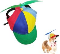 Dog Propeller Baseball Cap - Color Block Pet Sun Hat with Funny Helicopter Top Cute Duckbill Visor Adjustable Headwear for Teddy French Bulldog Outdoor Walks Travel (Green)