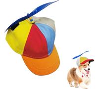 Dog Propeller Baseball Cap - Color Block Pet Sun Hat with Funny Helicopter Top Cute Duckbill Visor Adjustable Headwear for Teddy French Bulldog Outdoor Walks Travel (Orange)