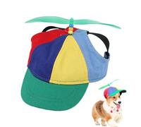 Dog Propeller Baseball Cap With Rainbow Helicopter Design - Adjustable Pet Hat for Small Dogs, Cats, Puppies - Removable