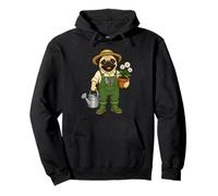 Dog Pug Dressed As A Gardener Funny Dogs Lover Gardening Pullover Hoodie