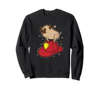 Dog Pug with Fire Fighter Helmet Sweatshirt