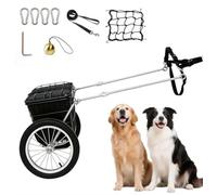 Dog Pulling Cart with Adjustable Tow Bar - 14" Wheels | Fits chest circumference 56-110cm, removable leather inner bag. Ideal for training and outdoor adventures