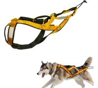 Dog Pulling Harness, Adjustable Dogs Harness for Sled Exercise with Reflective Strips Pet Sledding Bikejoring Skijoring Running Canicross Scootering for Average Sized Dog About 45-50LBS (Yellow, M)