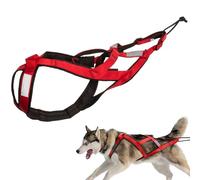 Dog Pulling Harness, Adjustable Dogs Harness for Sled Exercise with Reflective Strips Pet Sledding Bikejoring Skijoring Running Canicross Scootering for Average Sized Dog About 45-50LBS (Red, L)