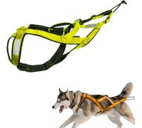 Dog Pulling Harness, Adjustable Dogs Harness for Sled Exercise with Reflective Strips Pet Sledding Bikejoring Skijoring Running Canicross Scootering for Average Sized Dog About 45-50LBS (Green, L)