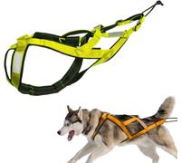 Dog Pulling Harness,X Back Mushing Husky Harness for Large Running Dog Sled Exercise,Pet Weight Pulling Sledding for Sled Exercise, Bikejoring Husky Canicross Scootering (Green, XL)