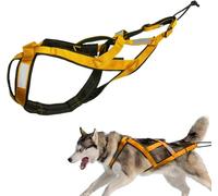 Dog Pulling Harness,X Back Mushing Husky Harness for Large Running Dog Sled Exercise,Pet Weight Pulling Sledding for Sled Exercise, Bikejoring Husky Canicross Scootering (Yellow, M)