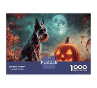 Dog Pumpkin Moon 1000 Piece Mini Jigsaw Puzzle For Adults Indoor Activity