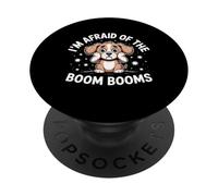 Dog Puppy Afraid Boom Booms Funny Scared Canine Pet Thunder PopSockets Adhesive PopGrip