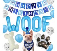 Dog Puppy Birthday Banner Balloons Hat Dog Birthday Party Supplies with Number Bandana Woof Balloons for Pets Decorations