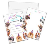 Dog Puppy Birthday Invitations with Envelopes - Puppy Doggy Birthday Party Invitation Card - It's Time to Paw-ty Fill-in Invites Cards - Cute Pet Party Celebration (20 Pack)-24