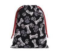 Dog Puppy Paw Print Soft Flannel Drawstring Gift Bags Fleece Gift Pouches for Christmas Halloween Holiday Party L