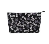 Dog Puppy Paw Printed Make up Bag for Women Corduroy Makeup Bags Zipper Travel Cosmetic Bags Pouch Organizer
