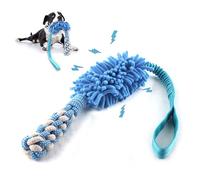 Dog Puppy Toys Dog Squeak Toys Plush Dog Toy with Dog Ropes Knots for Fun and Teeth Cleaning,Tug of War Toys, Puppy Chew Toys, Dog Rope Toys for Training Small, Large Dogs (Blue, Dog Bite Stick Toy)