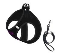 Dog Purple And Black Butterfly Printed Harness And Leash Set,Adjustable,Breathable Soft,Step-In Mesh Pet Vest Harness With Reflective Strip