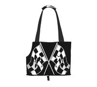 Dog Purse Carrier, Black White Formula Checkered Flags Pattern Print Dog Carrier with Pockets for Dog 0-11lbs Tote Bag Carrier with Pocket