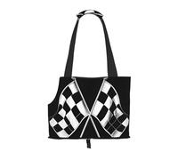Dog Purse Carrier, Black White Formula Checkered Flags Pattern Print Dog Carrier with Pockets for Dog 0-11lbs Tote Bag Carrier with Pocket