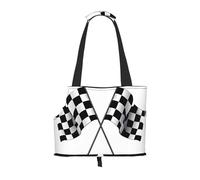 Dog Purse Carrier, Black White Formula Checkered Flags Print Dog Carrier with Pockets for Dog 0-11lbs Tote Bag Carrier with Pocket