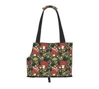 Dog Purse Carrier, Bright Mushrooms Art Print Dog Carrier with Pockets for Dog 0-11lbs Tote Bag Carrier with Pocket