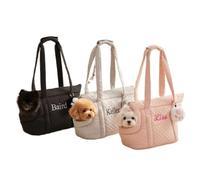 Dog Purse Carrier for Small Dogs&Cats Personalized Custom Name Embroidery Quilted Pet Travel Tote Bag,Soft-Sided Pet Travel Puppy Carrier,Dog Mom Gift,Pets Lover Gift,Birthday,Christmas (Gray)