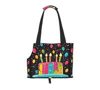 Dog Purse Carrier, Happy Birthday Big Cake Print Dog Carrier with Pockets for Dog 0-11lbs Tote Bag Carrier with Pocket