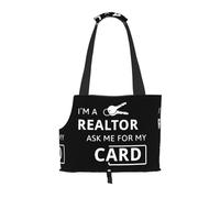 Dog Purse Carrier, I'm A Realtor Ask Me Print Dog Carrier with Pockets for Dog 0-11lbs Tote Bag Carrier with Pocket
