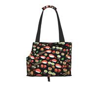 Dog Purse Carrier, Japanese Sushi Shrimp Print Dog Carrier with Pockets for Dog 0-11lbs Tote Bag Carrier with Pocket