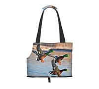Dog Purse Carrier, Mallard Ducks Print Dog Carrier with Pockets for Dog 0-11lbs Tote Bag Carrier with Pocket