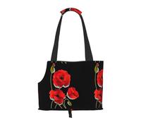 Dog Purse Carrier, Poppy Flowers Vivid Petals Print Dog Carrier with Pockets for Dog 0-11lbs Tote Bag Carrier with Pocket