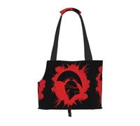 Dog Purse Carrier, Spartan Warrior Helmet Print Dog Carrier with Pockets for Dog 0-11lbs Tote Bag Carrier with Pocket