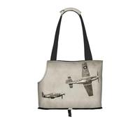 Dog Purse Carrier, World War 2 Aircraft Airplane Print Dog Carrier with Pockets for Dog 0-11lbs Tote Bag Carrier with Pocket