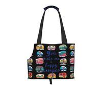 Dog Purse Carrier, You Make Me Happy Camper Trailer Print Dog Carrier with Pockets for Dog 0-11lbs Tote Bag Carrier with Pocket