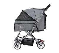 Dog Pushchair,Pet Trolley Folding for Medium and Large Dogs,Dogs and Cats Universal pet Strollers cart,2 Way Pushing Wheelchair for Disabled Dog,4-Wheel Pushchair pram,Adjustable Awning