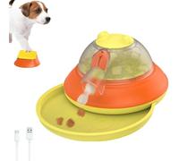 Dog Puzzle Feeder Toy Dispenser, 2026 New Automatic Treat Dispenser with Button, 2-in-1 Dog Treat Dispensers Toys, Interactive Slow Feeder Dogs Food Puzzle Toy, Brain Stimulation Toys for Pet (Yellow)