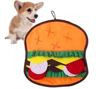 Dog Puzzle Toy Funny Burger Steak Fried Chicken Slow Feeder Treat Dispensing Plush Durable Hide and Seek Crinkle Chew Toy Snuffle Game (Orange, Medium)