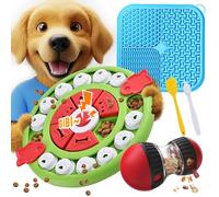 Dog Puzzle Toy Slow Feeder Set - Adjustable Treat Dispensing Ball Funny Slow Feeder Puppy Enrichment Training Toy Pet Interactive Chase Toys Lick Mat Dogs to Keep Dog Busy
