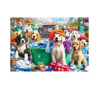 Dog Puzzles for Adults - 1000 Pieces Jigsaw Puzzle Laundry Theme, Challenging Dog Puzzles with Letters on Back for Easy Sorting, Animal Puzzle for Senior Men Women Family Game Night Relaxation Family