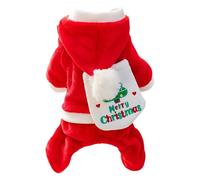 Dog Pyjamas For Small Dogs Outfit Four Legged Flannel Lined Costume For And Cats Transform Into Santa's Little Helper (Watermelon Red, M)