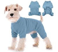 Dog Pyjamas with Legs - Full Body Dog Onesie for Shedding Control, Stretchy Medical Pet Shirt for Skin Protection & Non-Abdominal Recovery, Soft Clothes Indoor Post-Op Jumpsuit, Blue L