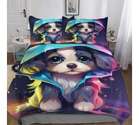 Dog Quilt Cover Super-Soft Bedding Set Comfortable Printed Duvet Cover Sets with Pillowcases for Adults Kids Single(135x200cm)