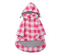 Dog rain coat waterproof raincoat puppy jacket with legs buttons zipper hood drawstring Fit for yorkie terrier schnauzer poodle border collie labrador golden retriever 4kg to 36kg Pink M