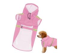 Dog Rain Jacket - Easily Wearable Pet Rain Jacket - Adjustable Hooded Pet Coat Poncho with Reflective Strip, High-Visibility Breathable Dog Clothes for Walking