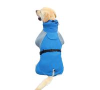 Dog Rain Jacket - Large Dog Warm Jacket, Blue Dog Snow Jacket, Hooded Dog Winter Coat | Traction Reflective Pet Warm Cotton Coat, Polyester Autumn and Winter Waterproof Dog Raincoat for Protection