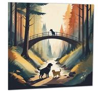 Dog Rainbow Bridge Card - Dogs Forest Woodland Greeting Card 145 x 145mm