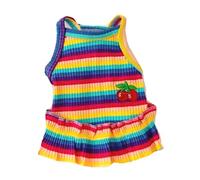 Dog Rainbow Stripe Dress Summer Cat Outfits Soft Breathable Cotton Outfits Clothes for Small Medium X-L XX-L Girls Puppy Lightweight Pet Dresses