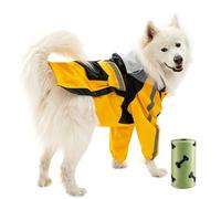 Dog Raincoat, Adjustable Lightweight Hooded Poncho Dog Rain Jacket with Dual large pockets, Reflective Strip, Poop Bag Roll, Full-Body Coverage for Small, Medium, and Large Dogs (2XL,Golden Yellow)