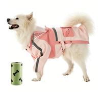 Dog Raincoat, Adjustable Lightweight Hooded Poncho Dog Rain Jacket with Dual large pockets, Reflective Strip, Poop Bag Roll, Full-Body Coverage for Small, Medium, and Large Dogs (2XL,Ballet Pink)