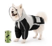 Dog Raincoat, Adjustable Lightweight Hooded Poncho Dog Rain Jacket with Dual large pockets, Reflective Strip, Poop Bag Roll, Full-Body Coverage for Small, Medium, and Large Dogs (3XL,Classic Black)